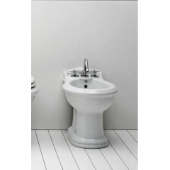 AZZURRA JUBILAEUM биде напольное приставное 59*40см с 1 отв под смеситель, цвет белый с креплением к полу