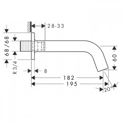 Axor Citterio M Излив для ванны, 182мм, настенный, цвет: хром