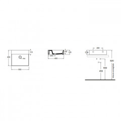AZZURRA ELEGANCE Squared раковина подвесная/накладная 50х45см без отв. под смеситель , цвет белый