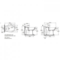 AZZURRA JUBILAEUM биде напольное приставное 59*40см с 3 отв под смеситель, цвет белый с креплением к полу