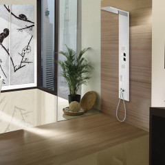 Bossini Manhattan Душевая панель из нерж/стали 200хh1500/вылет 532 мм, с 4мя функциями, смеситель монокомандный, цвет: хром (СПЕЦЦЕНА!)