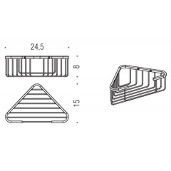 Colombo Basic Угловая металлическая полочка 24.5x15x8см, цвет: хром