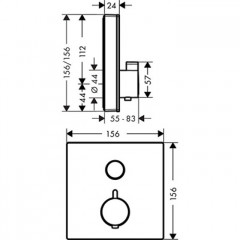 Hansgrohe ShowerSelect Встраиваемый термостат для душа, 1 источник + кнопка для ручн.душа, стекло, внешняя часть, цвет: белый/хром