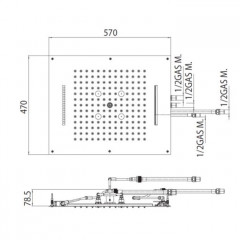 BOSSINI DREAM/4 Верхний душ 570 x 470 mm, 4 режима (дождь, каскад, водопад туман), цвет: хром