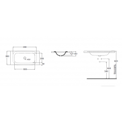 AZZURRA GLAZE Раковина встраиваемая под столешн. без отв. под смеситель 69x38см, цвет белый