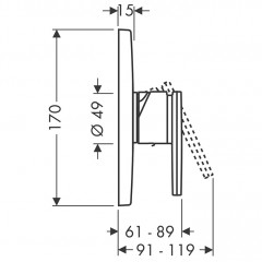 Axor Citterio Смеситель для душа, встраиваемый, однорычажный, внешняя часть, цвет: хром