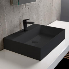 AZZURRA ELEGANCE Squared раковина подвесная/накладная 60х45см с 1 отв. под смеситель , цвет carbone