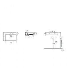 AZZURRA ELEGANCE Squared раковина подвесная/накладная 60х45см с 1 отв. под смеситель , цвет carbone