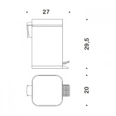 Colombo Black&White Ведро для мусора 5л, с крышкой и педалью, цвет: хром