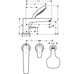 Hansgrohe Talis E, Смеситель на борт ванны, на 3 отверстия, Цвет: хром
