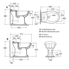 AZZURRA JUBILAEUM биде напольное 59*40см с 1 отв под смеситель, цвет белый с креплением к полу
