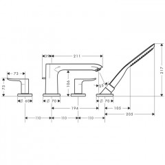 Hansgrohe Metris Смеситель на борт ванны,на 4 отв., цвет: хром