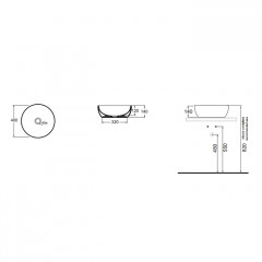 AZZURRA ELEGANCE CIRCLE раковина чаша 40х40х14см без отв. под смеситель, цвет белый (цена по акции со склада!)