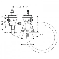 Hansgrohe Скрытая часть термостата на край ванны, на 2 отверстия