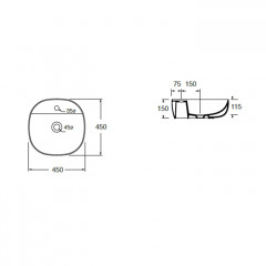 AZZURRA ELEGANCE SOFT раковина накладная 45х45х115см с 1 отв. под смеситель , цвет белый