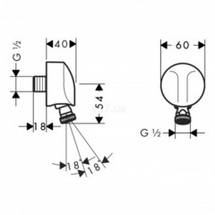 HG FixFit Шланговое подсоединение с клапаном обратного тока и шарнирным соединением E, хром