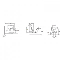 AZZURRA COMODA биде подвесное с 1 отв. под смеситель 51,5х36см, цвет белый