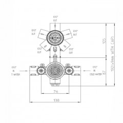 Bossini Oki Термостат для душа, встраиваемый (внешняя часть), с девиаторм 1/2/3/4/5, цвет: хром