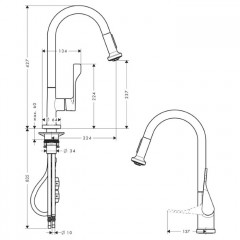 Axor Citterio Выдвижной, однорычажный кухонный смеситель, цвет: хром