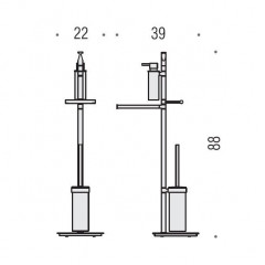 Colombo Planets Стойка с аксессуарами, 88см, мыльница, полотенцедержатель, туалетный ерш, держатель т/б, цвет: хром