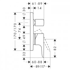 Axor Citterio M Встраиваемый смеситель для ванны однорычажный, внешняя часть, цвет: хром