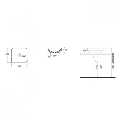 AZZURRA ELEGANCE SOFT раковина накладная 45х40см без отв. под смеситель , цвет белый