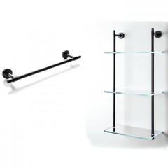 Bertocci Cinquecento Стеллаж с 3 стеклянными полками 30х62см, подвесной, цвет: черный матовый