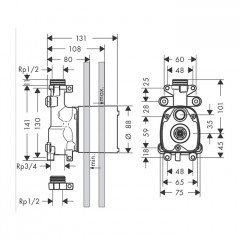 Axor ShowerCollection Скрытая часть для ручного душа с запорным вентилем,