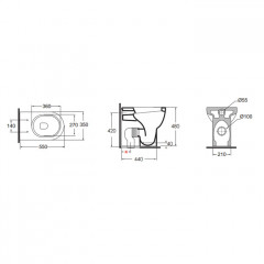 AZZURRA NUVOLA Унитаз напольный приставной H=48, 55х35см, слив в стену, со смещенным стоком, цвет белый, с креплением VFV
