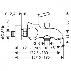 Hansgrohe Talis S Смеситель для ванны, настенный, цвет: хром