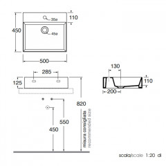 AZZURRA ELEGANCE Squared раковина подвесная/накладная 50х45см с 1 отв. под смеситель , цвет CARBONE