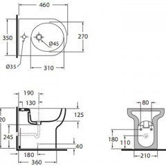 AZZURRA NUVOLA Биде напольное 46х35см c 1 отв. под смеситель, цвет белый, с креплением VFV