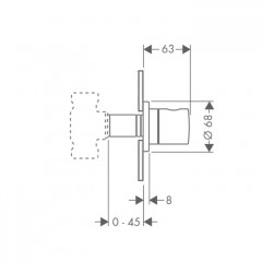 Axor Uno Запорный вентиль, встраиваемый, или (внешняя часть), цвет: хром