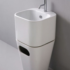 AZZURRA TANDEM Бельевая корзина под раковину из полиуретана 42х42хh52см, белая