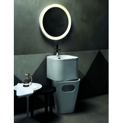 AZZURRA TANDEM Бельевая корзина под раковину из полиуретана 42х42хh52см, белая