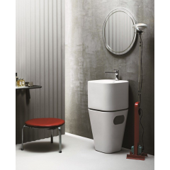 AZZURRA TANDEM Бельевая корзина под раковину из полиуретана 42х42хh52см, белая