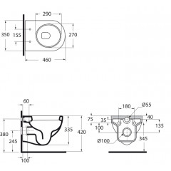 AZZURRA NUVOLA Mini Унитаз подвесной 46х35см, цвет белый, с креплением KIT2000TU