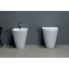 AZZURRA FORMA Унитаз приставной безободковый 54х37х42см слив универсальный, смыв от 3л воды, Easy Clean, с креплением, цвет белый