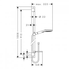 Hansgrohe Raindance Select E Душевой набор: штанга 90см., ручной душ 120, 3jet (Rain, RainAir, WhirlAir), EcoSmart, мыльница, шланг, цвет: хром