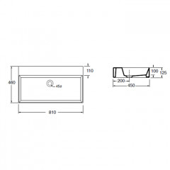 AZZURRA ELEGANCE Squared раковина подвесная/накладная 81х46см без отв. под смеситель , цвет белый