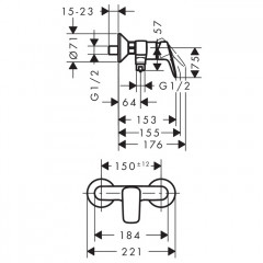 Hansgrohe Logis Смеситель для душа, 2 отв., цвет: хром