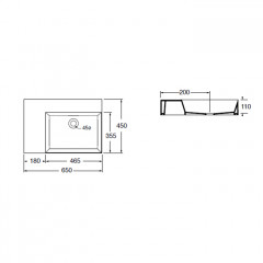 AZZURRA ELEGANCE Squared раковина подвесная/накладная 60х45см без отв. под смеситель , левая, цвет белый