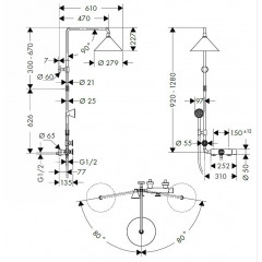 Axor Showers/Front Душевая система Showerpipe с термостатом и верхним душем, цвет: хром