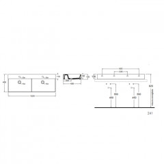 AZZURRA ELEGANCE Squared Двойная раковина подвесная/накладная 122х45см с 2отв. под смеситель , цвет белый