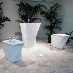 Azzurra Hera Биде напольное приставное 57х38х42 см, с 1 отв под смеситель, с крепежом, цвет белый