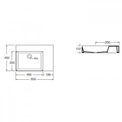 AZZURRA ELEGANCE Squared раковина подвесная/накладная 60х45см без отв. под смеситель , правая, цвет белый