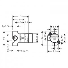 Axor Cкрытая часть для запорного и переключающего вентиля Trio Stop 3/4