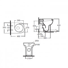 AZZURRA NUVOLA Mini Унитаз напольный 46х35см, цвет белый с крепежом VFV