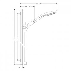 Hansgrohe Raindance Select S Душевой набор: штанга 90см., ручной душ 150, 3jet (RainAir, CaresseAir, Mix), EcoSmart, шланг, цвет: хром