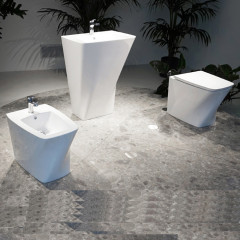 Azzurra Hera Биде напольное приставное 57х38х42 см, с 1 отв под смеситель, с крепежом, цвет белый